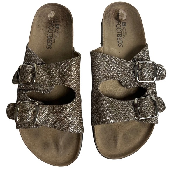 White‎ Mountain Footbeds Sparkly Glitter Double Buckle Slide Sandals size 10 - Picture 4 of 10